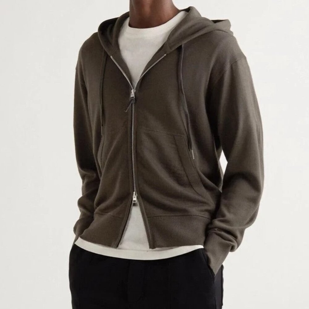 Nwt TOM FORD Green 99% Cashmere Hoodie Zip-up Sweatshirt BZK20 IT 58 US XL $2990